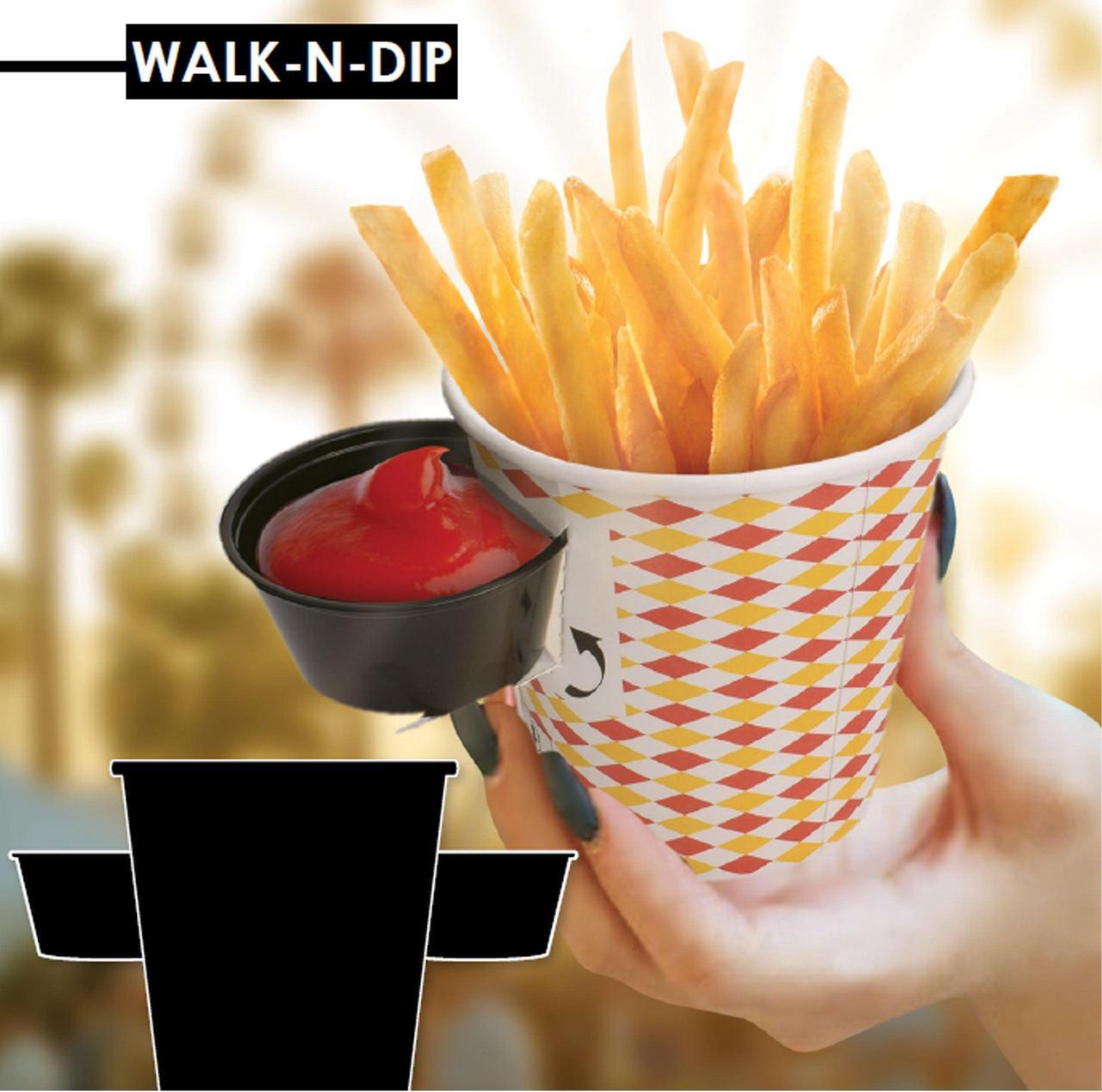 Alt view image 2 of 5 - 16oz Walk-n-Dip Paper Food Containers and 2oz Portion Cups. Carton of 1000 Counts.