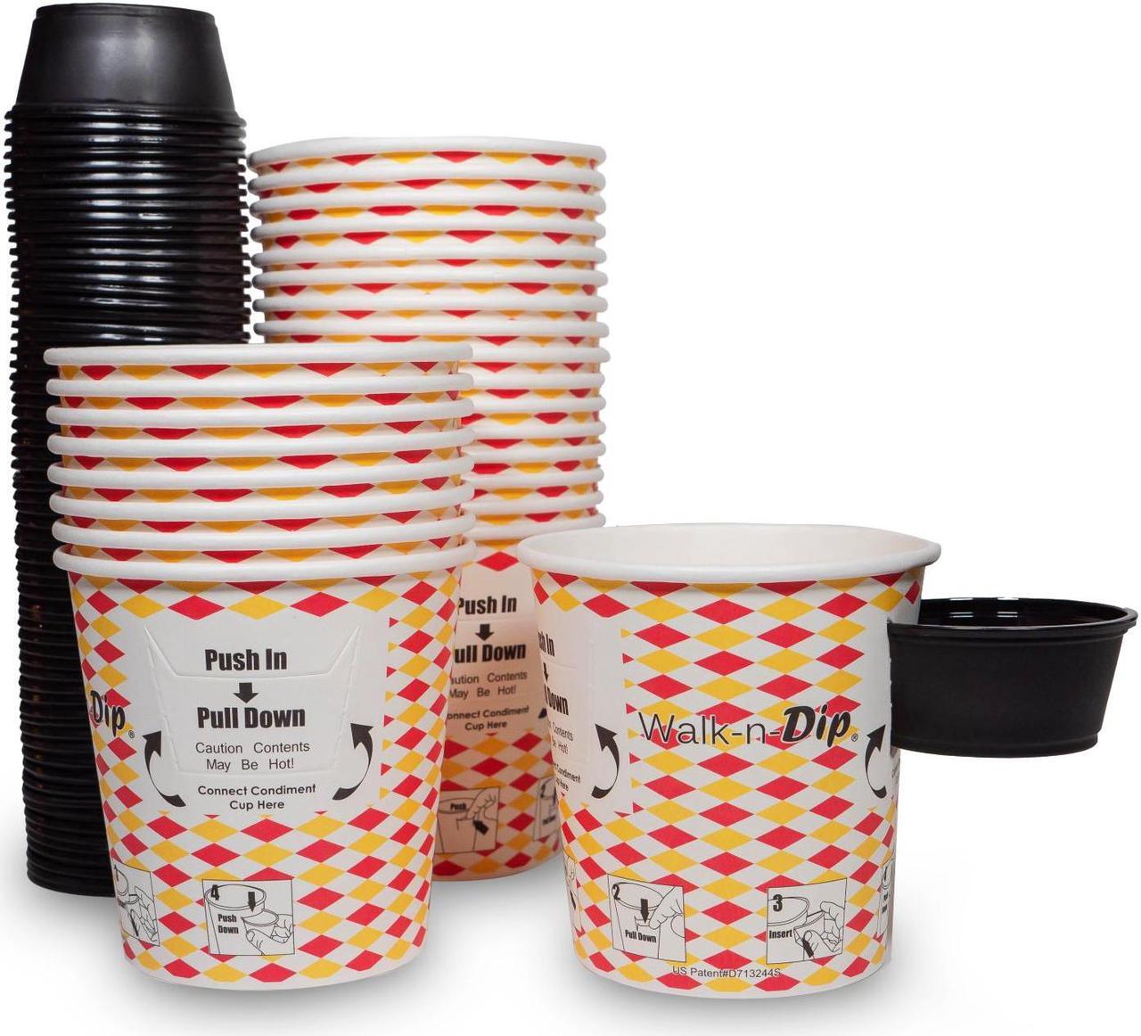 Alt view image 4 of 5 - 16oz Walk-n-Dip Paper Food Containers and 2oz Portion Cups. Carton of 1000 Counts.