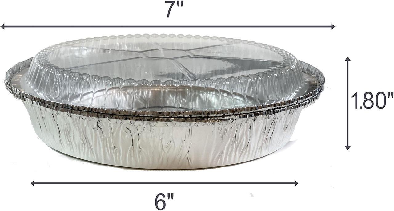 Alt view image 3 of 3 - 7-Inch Round Foil Pans with Plastic Dome Lids, Disposable Aluminum Pan for Roasting, Baking, or Cooking. Carton of 250 Counts.
