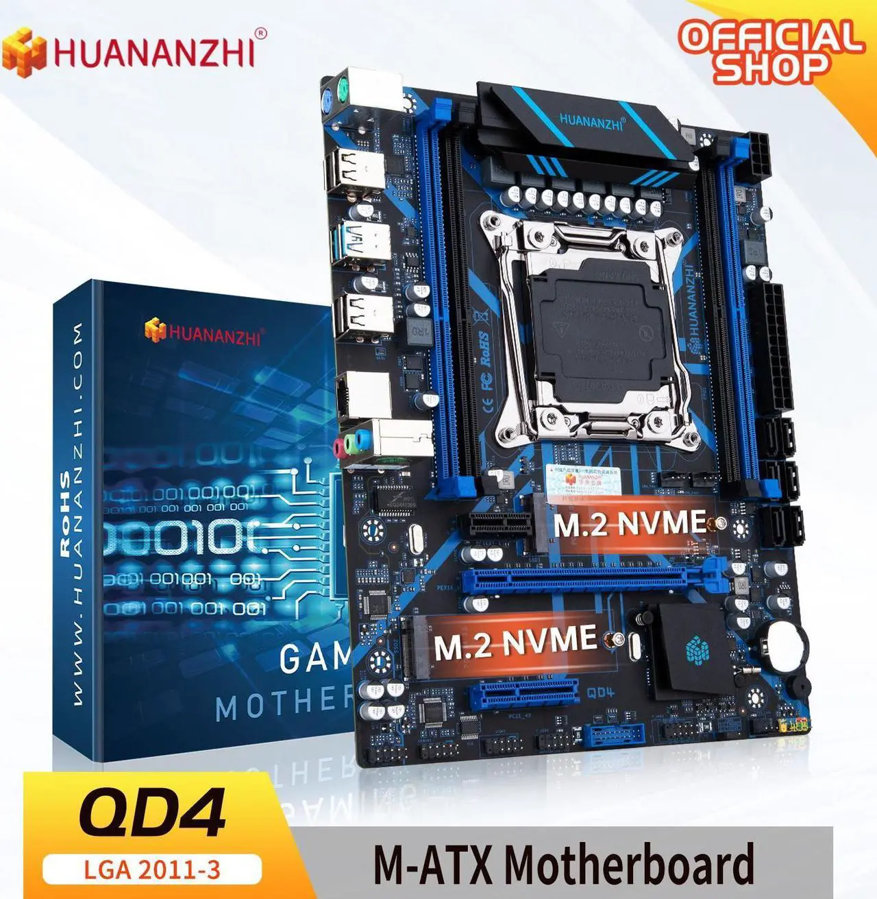 Main image of HUANANZHI X99 QD4 LGA 2011-3 X99 Motherboard support E5 2620 2640 2650 2666 2670 2680 2690 2696 2699 V3 V4 All Series