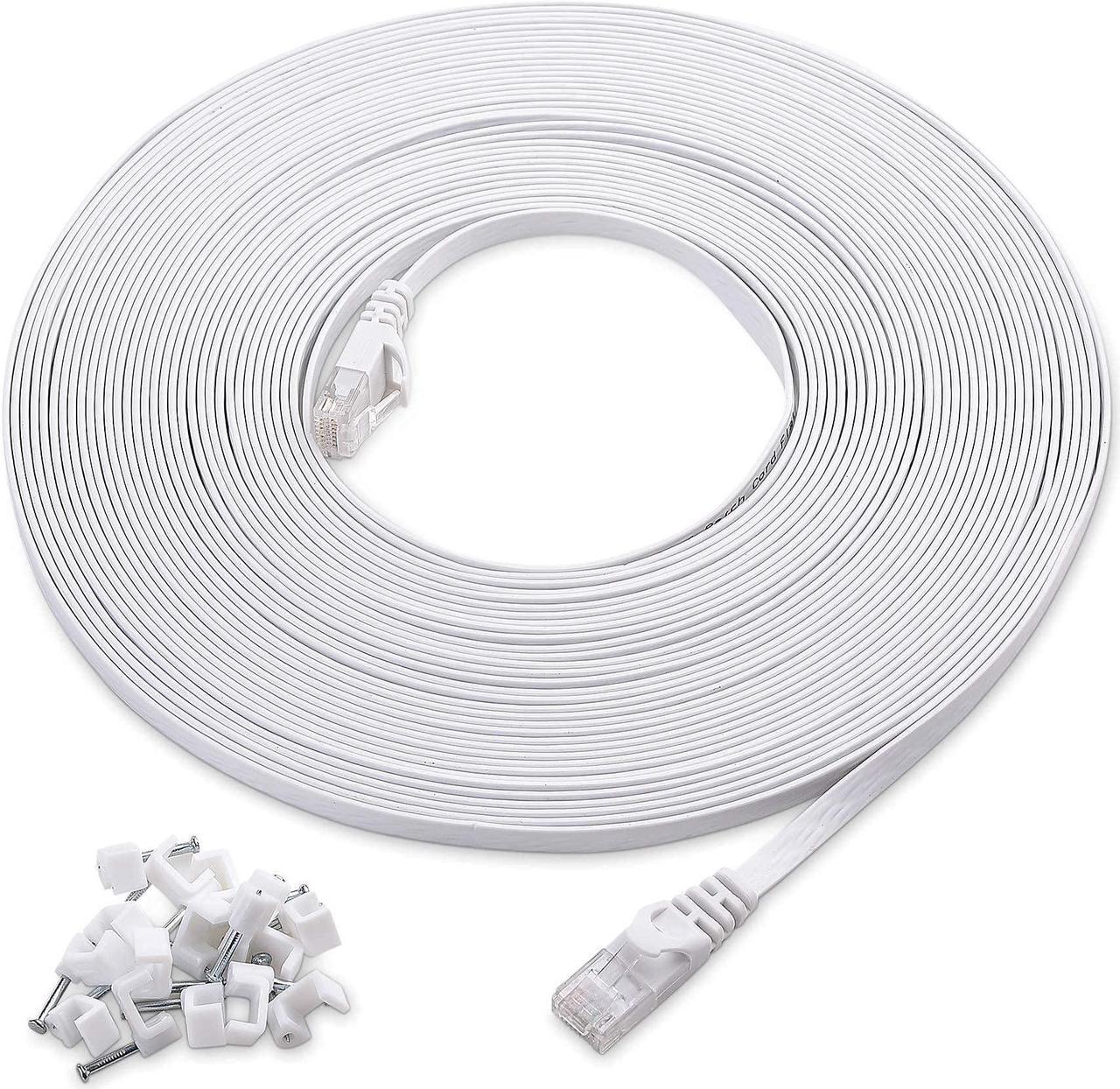 Alt view image 4 of 4 - Cable Matters 150-Foot Snagless Long Cat6 Ethernet Cable (Cat6 Cable, Cat 6 Cable) in Blue & 50-Foot Cat6 Flat Ethernet Cable in White
