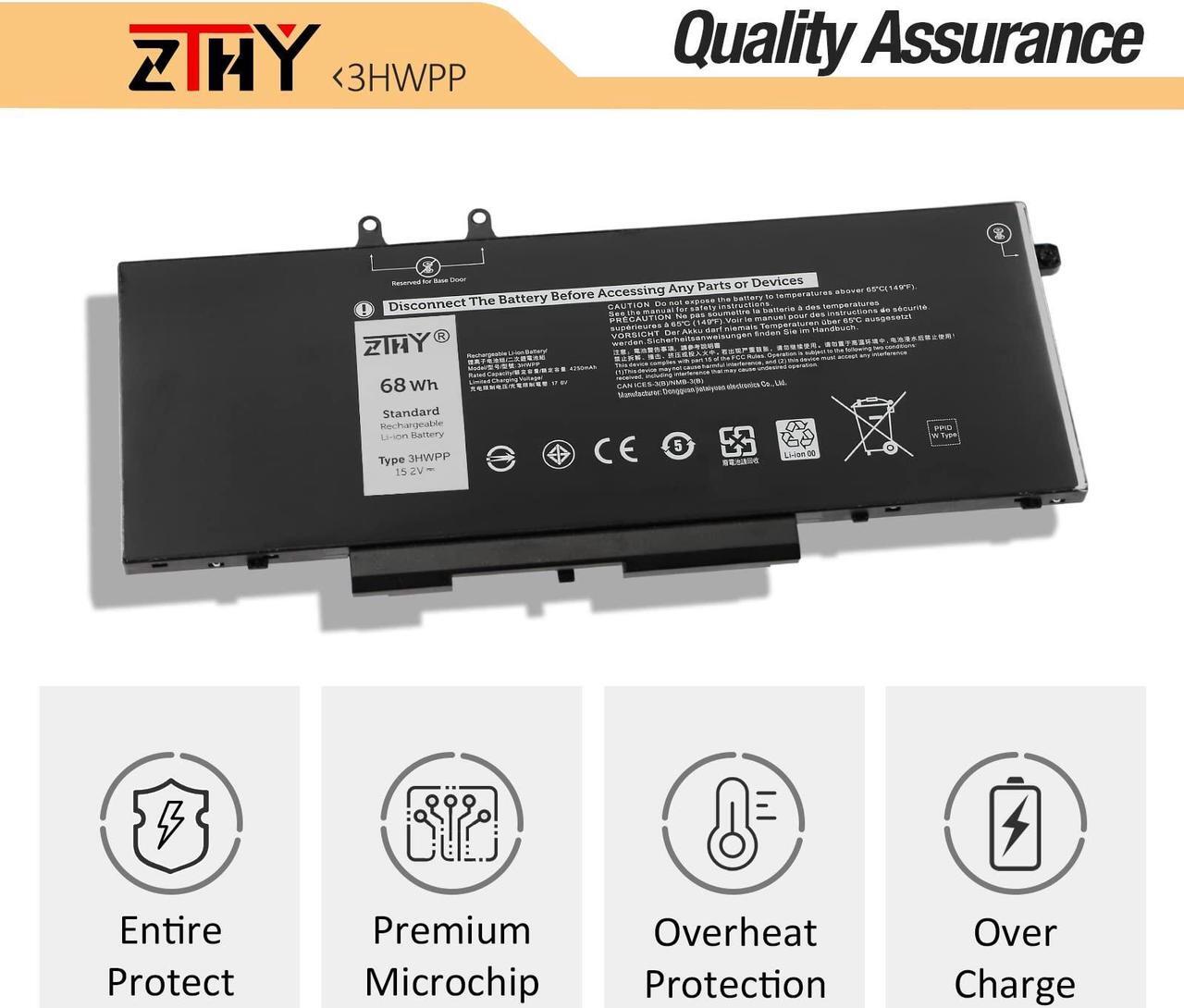 Alt view image 4 of 5 - ZTHY 3HWPP Laptop Battery Replacement for Dell Latitude 5401 5410 5411 5501 5510 5511 Precision 3541 3551 Inspiron 7706 2-in-1 Inspiron 17 7500/7506 2-in-1 Black 10X1J N2NLL 1VY7F 451-BCMN 15.2V 68Wh