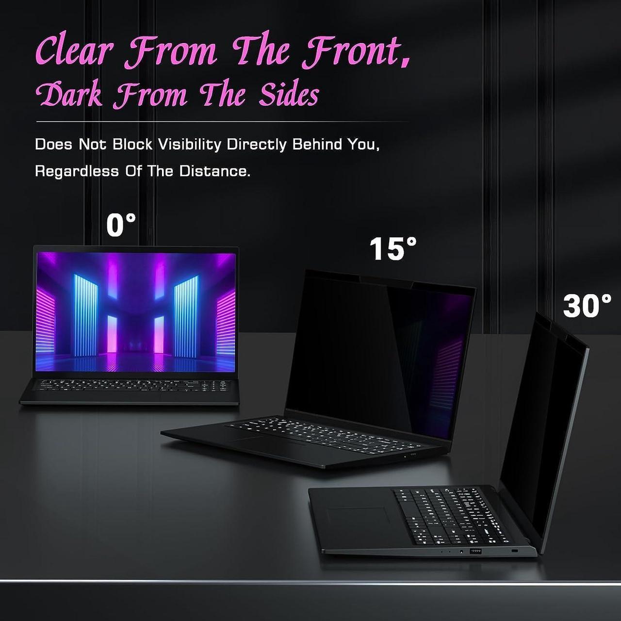 Alt view image 4 of 5 - PYS Magnetic Laptop Privacy Screen 16 Inch 16:10 Ratio - Computer Monitor Screen Privacy Shield, Anti-Glare Blue Light Filter, Detachable Privacy Screen Protector for Lenovo Thinkpad, Hp Envy, Dell