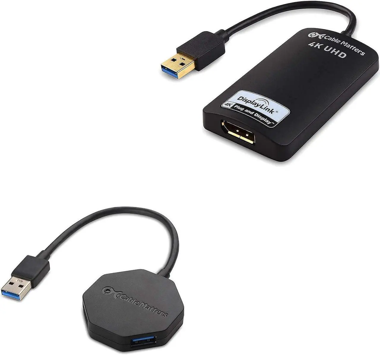 Main image of Cable Matters USB to DisplayPort Adapter (USB 3.0 to DisplayPort Adapter, USB 3 to DisplayPort Adapter, USB to DP Adapter) Supporting 4K Resolution for Windows & Ultra Mini 4 Port USB Hub