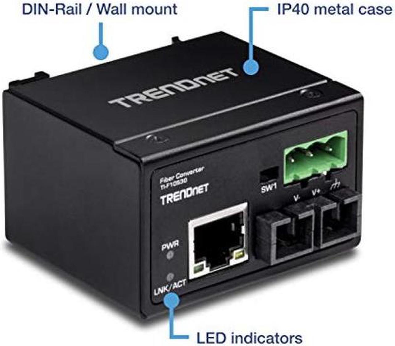 Alt view image 4 of 5 - TRENDnet - TI-F10S30 Hardened Industrial 100Base-FX Single-Mode SC Fiber Converter, TI-F10S30, (30 km, 18;6 Miles), IP40 Rated Housing Black