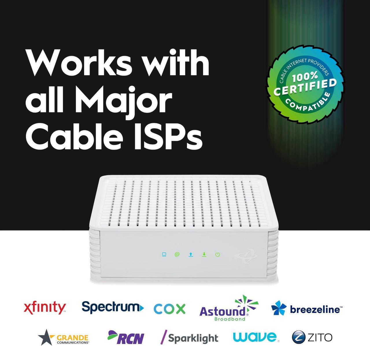 Alt view image 2 of 5 - Hitron CODA DOCSIS 3.1 Modem | Pairs with Any WiFi Router or Mesh WiFi | Certified with Comcast Xfinity, Charter Spectrum, Cox | 10x Faster Than DOCSIS 3.0 | Cable Modem with 2X 1 Gbps Ethernet Ports