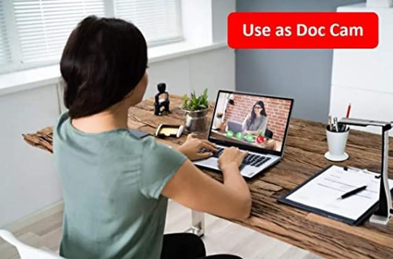 Alt view image 2 of 5 - QOMO ScannerCam 22 Portable 8.0 MP USB Document Camera with Built-in Mic and LED Light for MAC, PC, Chromebook. Designed for Online Learning, Web Meeting and Document Scanning, 2 Year Warranty