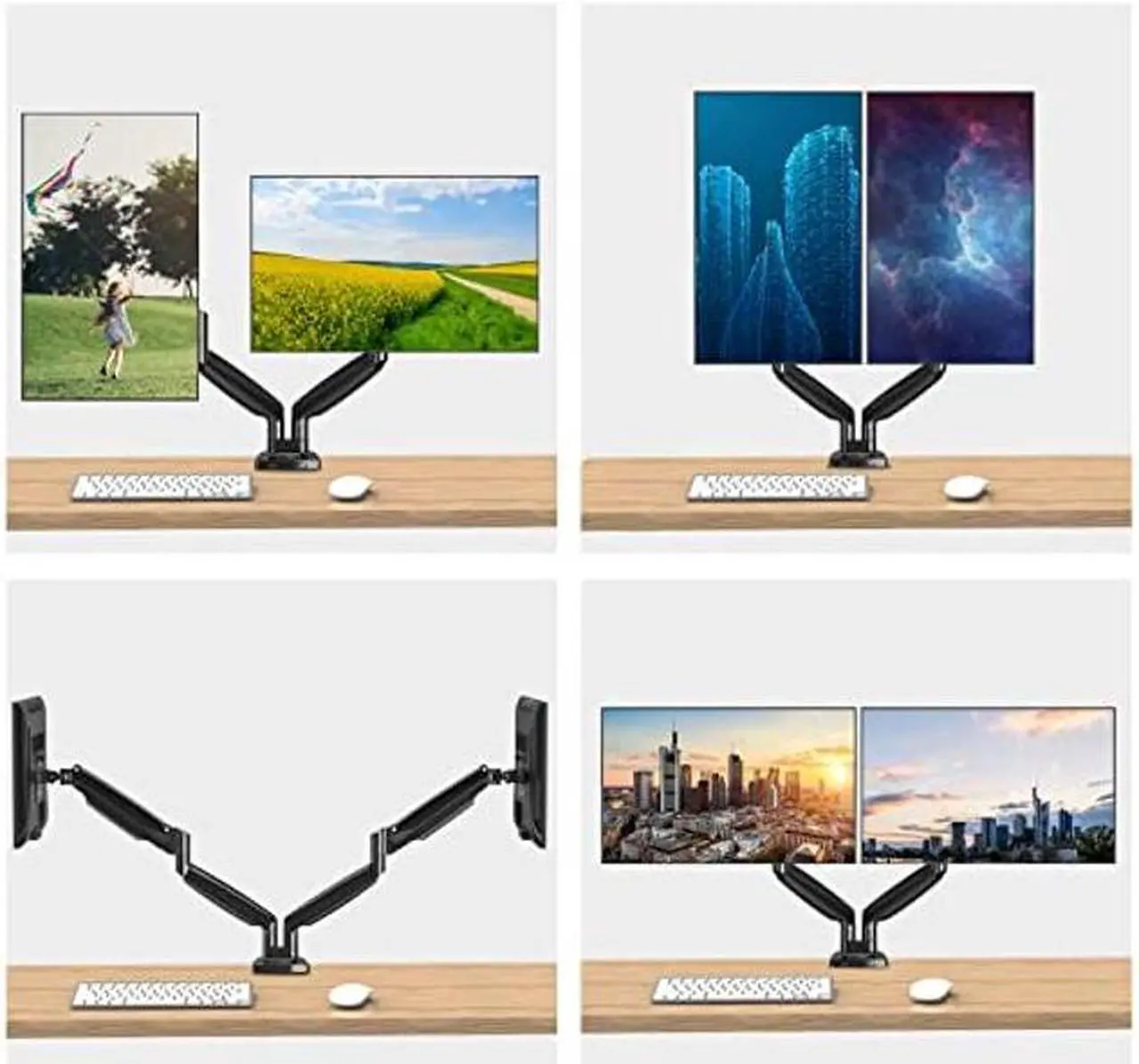 Alt view image 5 of 5 - MOUNTUP Dual Monitor Mount for 2 Max 35 inch Ultrawide Screen, Hold 6.6-30.9lbs, Full Motion Gas Spring Dual Monitor Desk Arm, Adjustable Heavy Duty Monitor Stand, VESA Bracket with Clamp/Grommet Base
