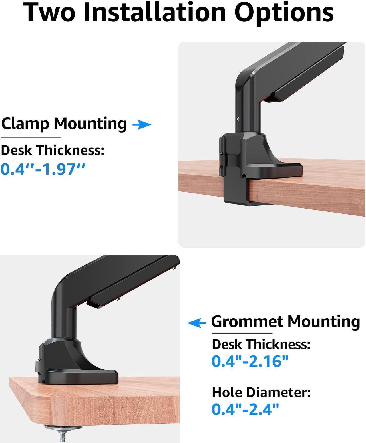 Alt view image 5 of 5 - MOUNTUP Single Monitor Mount fits 17''-49'' Ultrawide Screen, Holds 6.6-33lbs + MOUNTUP Single Monitor Desk Mount, Adjustable Gas Spring Monitor Arm Support Max 32 Inch, 4.4-17.6lbs Screen
