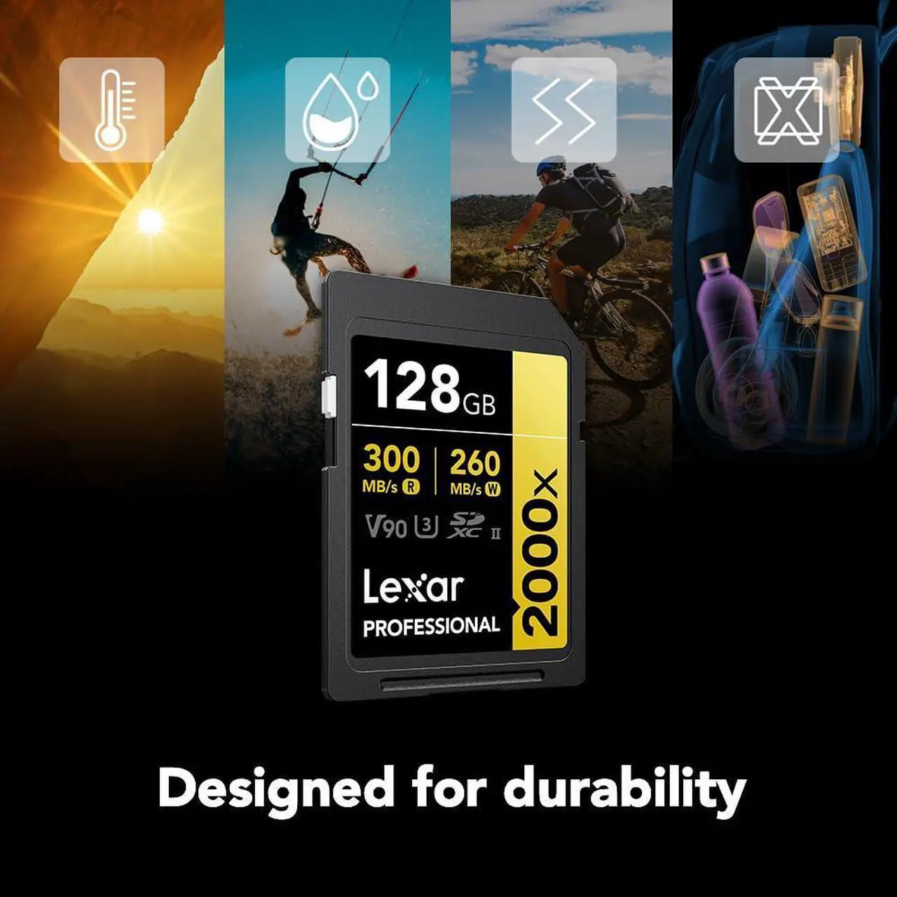 Alt view image 4 of 5 - Lexar 128GB Professional 2000x SDXC Memory Card, UHS-II, C10, U3, V90, Full-HD & 8K Video, Up To 300MB/s Read, for DSLR, Cinema-Quality Video Cameras (LSD2000128G-BNNNU)