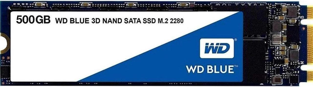 Main image of Western Digital 500GB WD Blue 3D NAND Internal PC SSD - SATA III 6 Gb/s, M.2 2280, Up to 560 MB/s - WDS500G2B0B