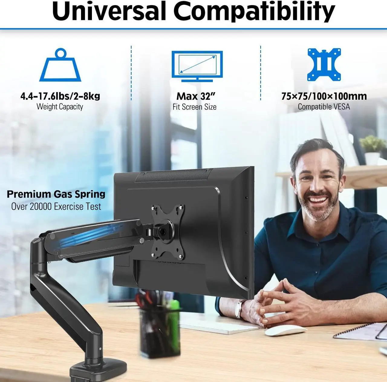 Alt view image 2 of 5 - MOUNTUP Gas Spring Single Monitor Stand & Ultrawide Dual Monitor Mount Bundle