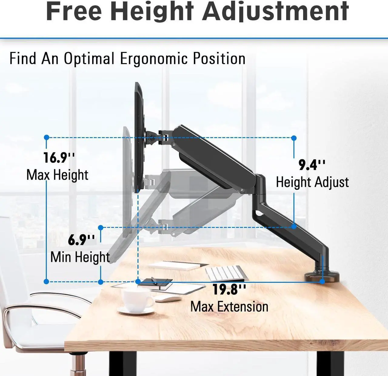 Alt view image 4 of 5 - MOUNTUP Gas Spring Single Monitor Stand & Ultrawide Dual Monitor Mount Bundle