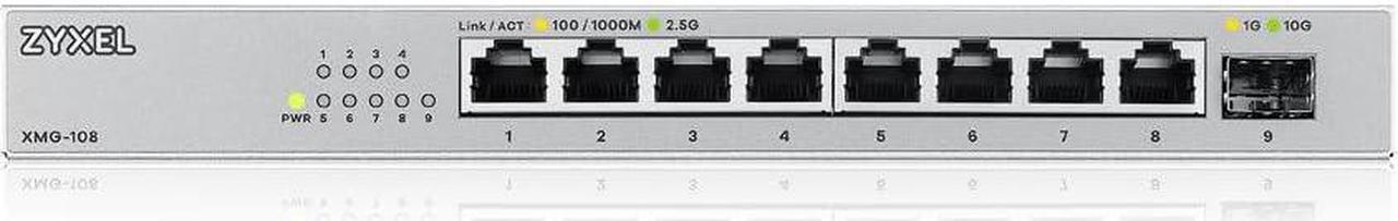 Alt view image 2 of 4 - Zyxel 8-Port 2.5G Multi-Gig Unmanaged Switch with 1 x 10G SFP+ | Desktop or Wall Mount [XMG-108]