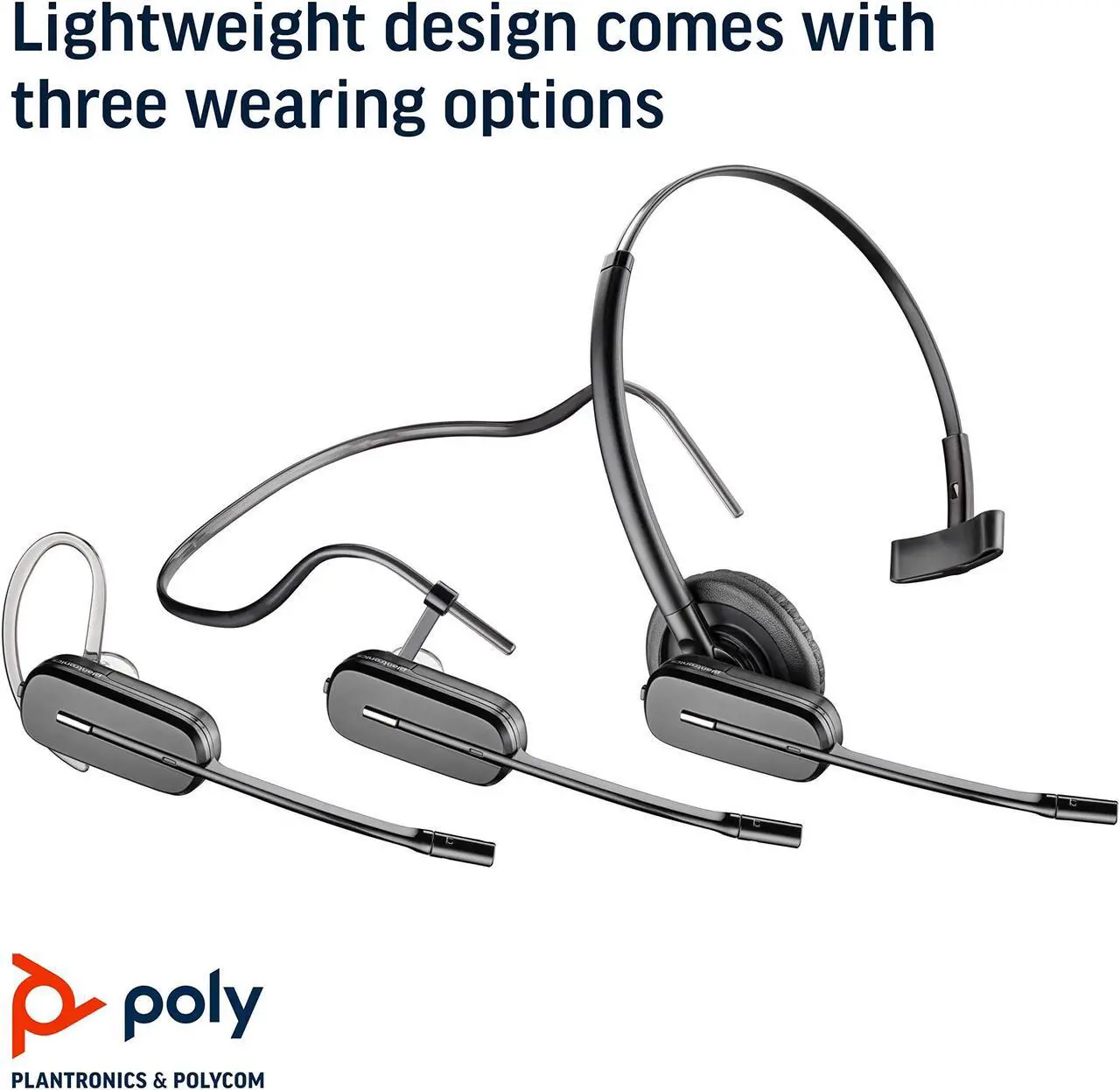 Alt view image 4 of 5 - Plantronics - CS540 Wireless DECT Headset (Poly) - Single Ear (Mono) Convertible (3 wearing styles) - Connects to Desk Phone - Noise Canceling Microphone