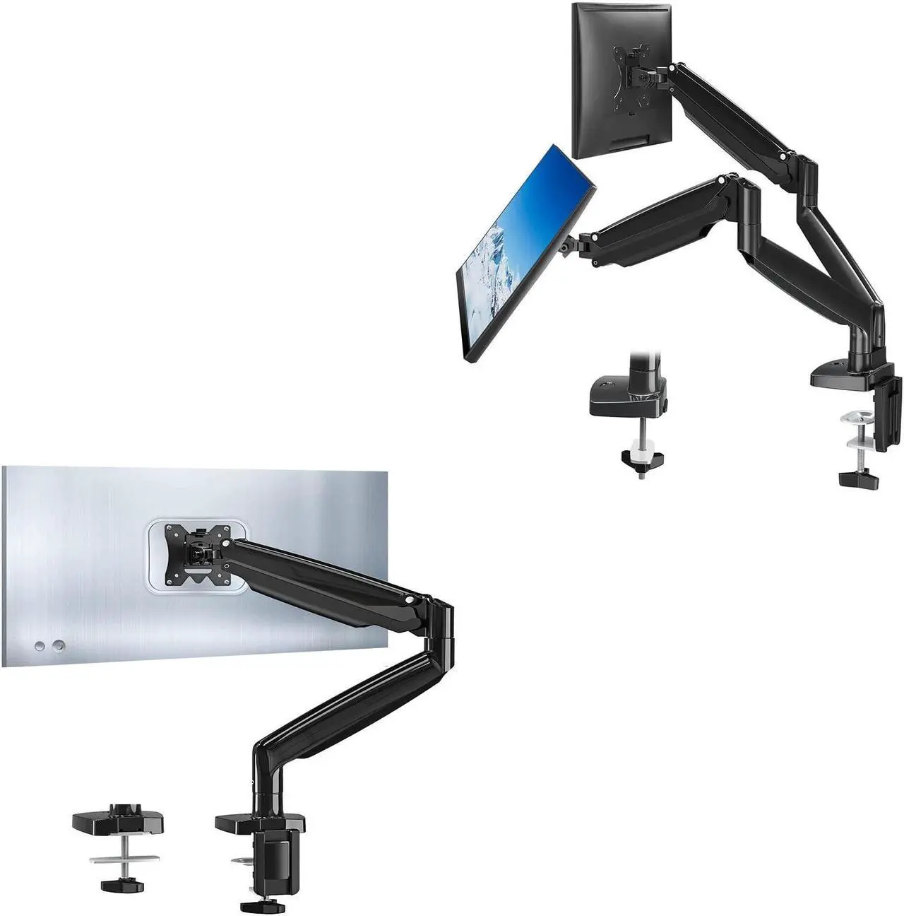 Main image of MOUNTUP Gas Spring Ultrawide Single & Dual Monitor Desk Mount Bundle