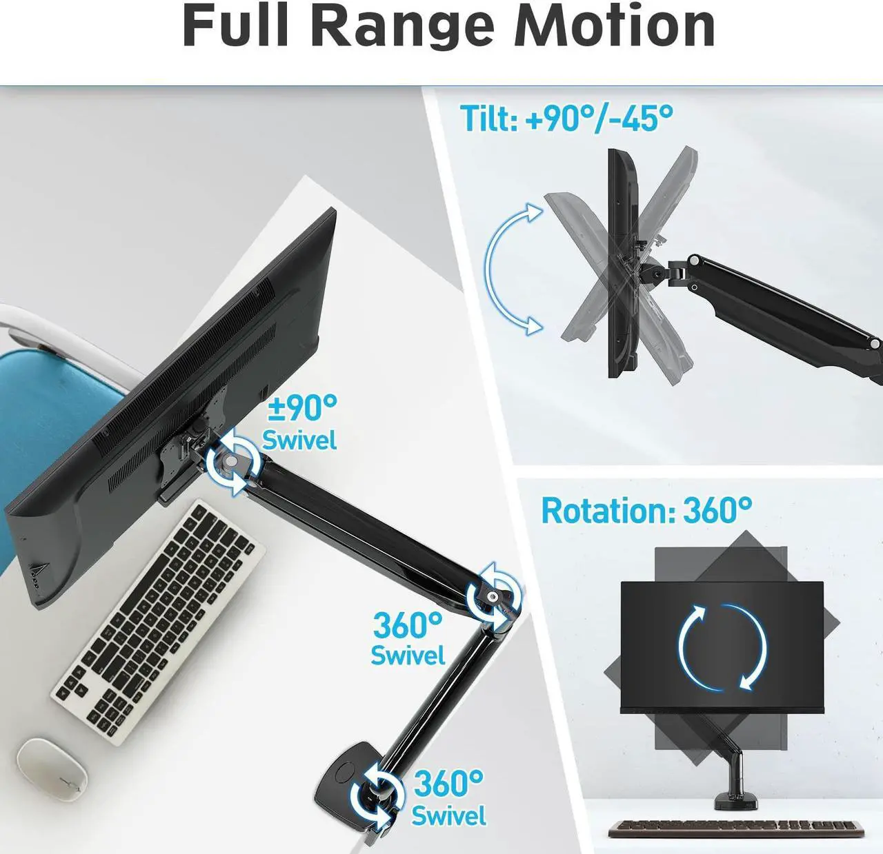 Alt view image 3 of 5 - MOUNTUP Gas Spring Ultrawide Single & Dual Monitor Desk Mount Bundle