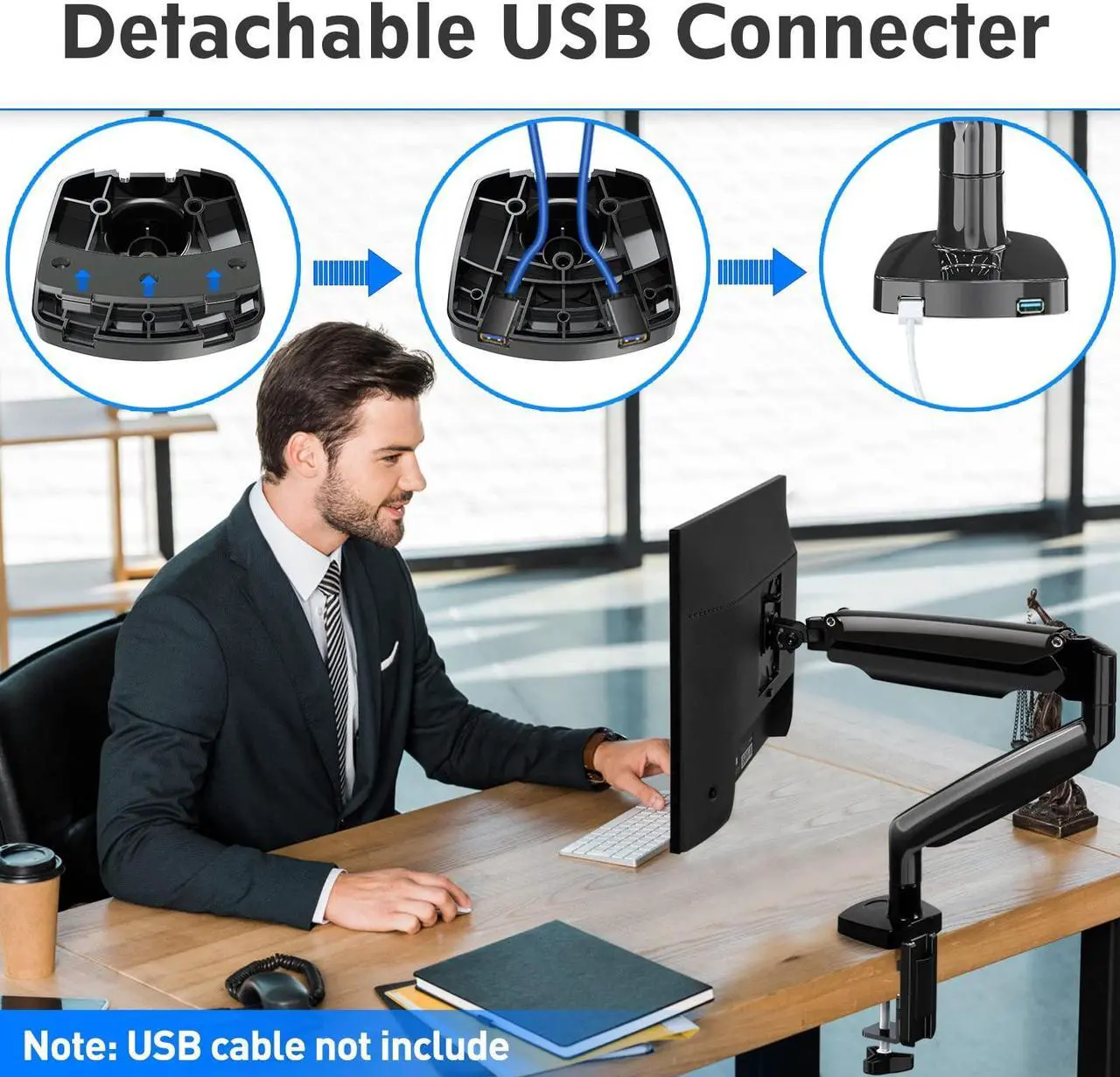 Alt view image 4 of 5 - MOUNTUP Gas Spring Ultrawide Single & Dual Monitor Desk Mount Bundle