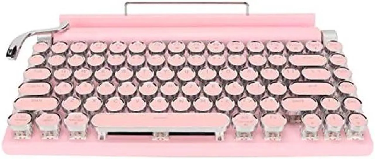 Main image of Bewinner Typewriter Mechanical Keyboard, 83 Keys Blue Switch Bluetooth 5.0 Gaming Keyboard, 3 Devices FN Master, Retro Style Bluetooth Mechanical Keyboard (Pink)