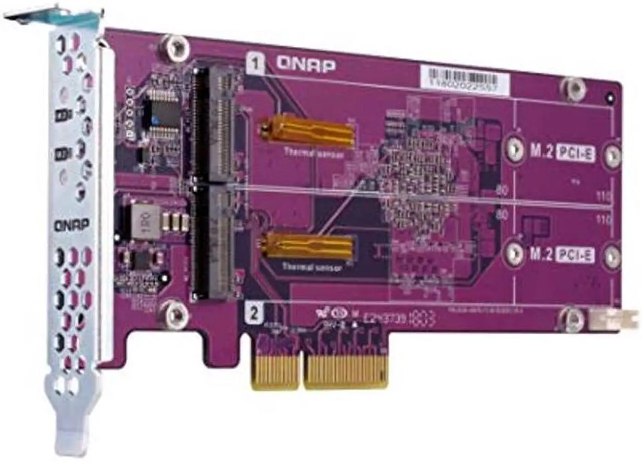 Alt view image 4 of 5 - QNAP QM2-2P-244A Dual M.2 22110/2280 Pcie SSD Expansion Card (PCIe Gen2 X4), Low-Profile Bracket Pre-Loaded, Low-Profile Flat and Full-Height are Bundled 2 x SSD