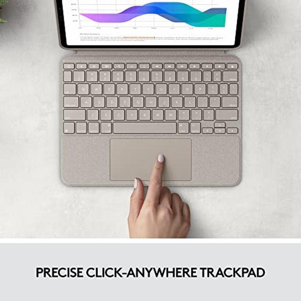 Alt view image 3 of 5 - Logitech Combo Touch iPad Pro 11-inch (1st, 2nd, 3rd, 4th gen - 2018, 2020, 2021, 2022) Keyboard Case - Detachable Backlit Keyboard, Click-Anywhere Trackpad - Sand; USA Layout