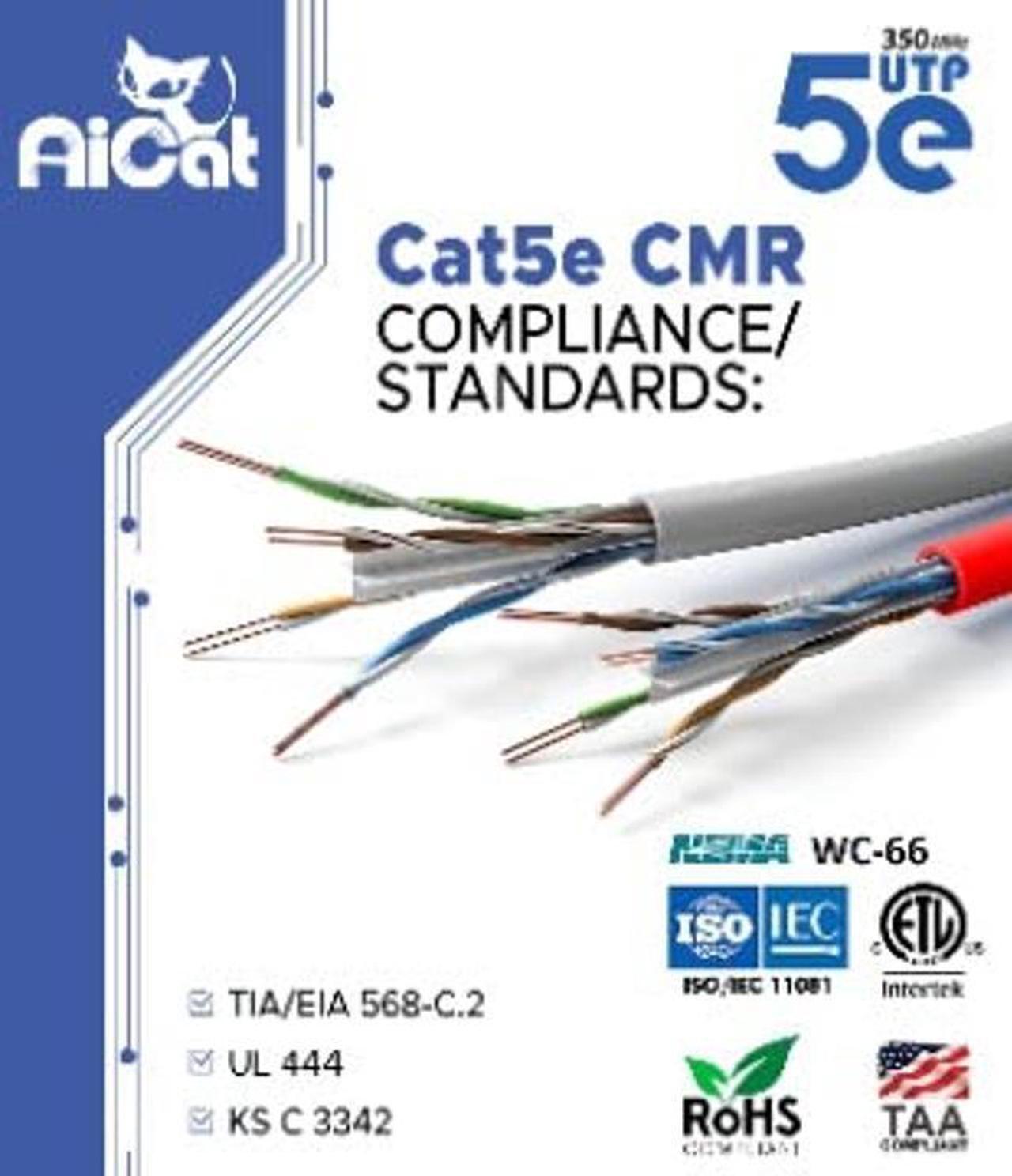 Alt view image 4 of 5 - AiCat Cat5e Ethernet Cable 500ft - 24 AWG, CMR, ETL, Insulated Soild Bare Copper Wire Internet Cable with FastReel - 350MHZ / Gigabit Speed Unshielded UTP LAN Cable (Black)