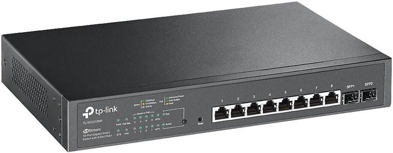Alt view image 2 of 3 - TP-Link TL-SG2210MP | Jetstream 10 Port Gigabit Smart Managed PoE switch | 8 PoE+ Ports @ 150W, 2 SFP Slots | Support Omada SDN | PoE Recovery | IPv6 | Static Routing | 5 Year Manufacturer Warranty