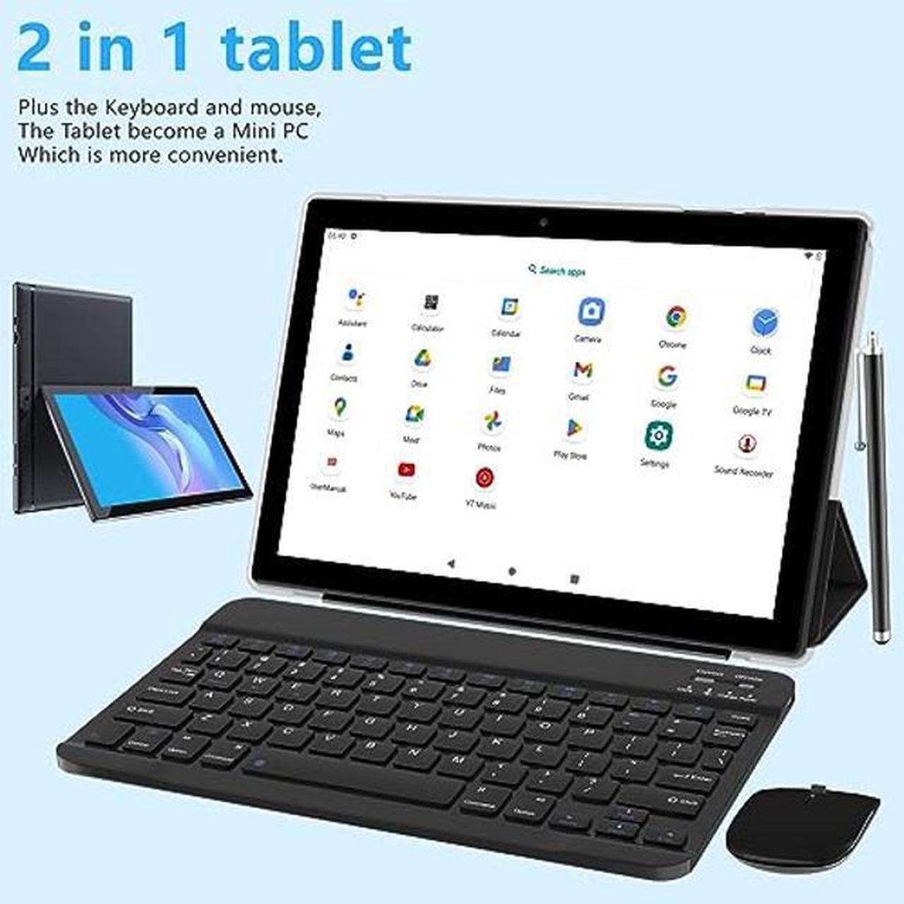 Alt view image 3 of 5 - Tablet with Keyboard Android 13 Tablets 2 in 1 Tablet 12GB+128GB, 10 inch Tablets Set include Case Mouse Stylus Pen Screen Film OTG, 10.1" Tableta HD Dual Camera 2.4G/5G Wi-Fi WIFI6 BT5.0 Game Tab PC