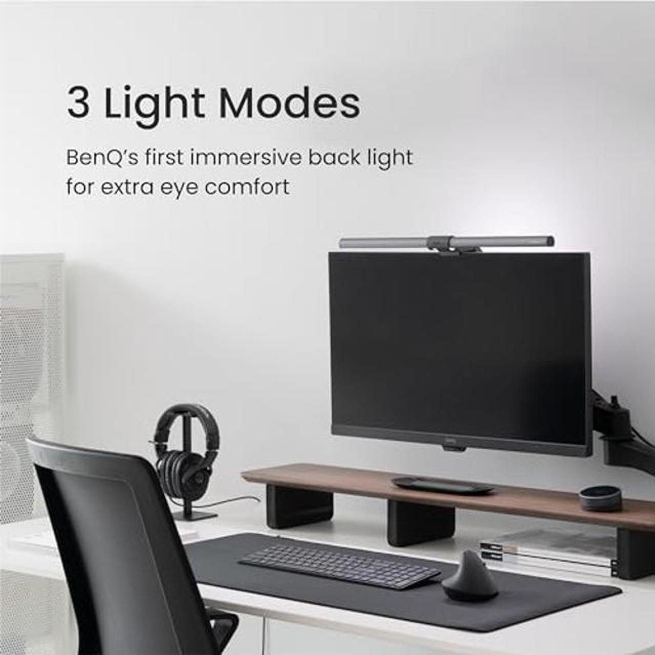 Alt view image 2 of 5 - BenQ ScreenBar Halo LED Monitor Light/Wireless Controller/Adjustable Brightness and Color Temperature/Eye-Care Monitor Light Bar/No Screen Glare/Space Saving/Curved Monitors/USB Powered