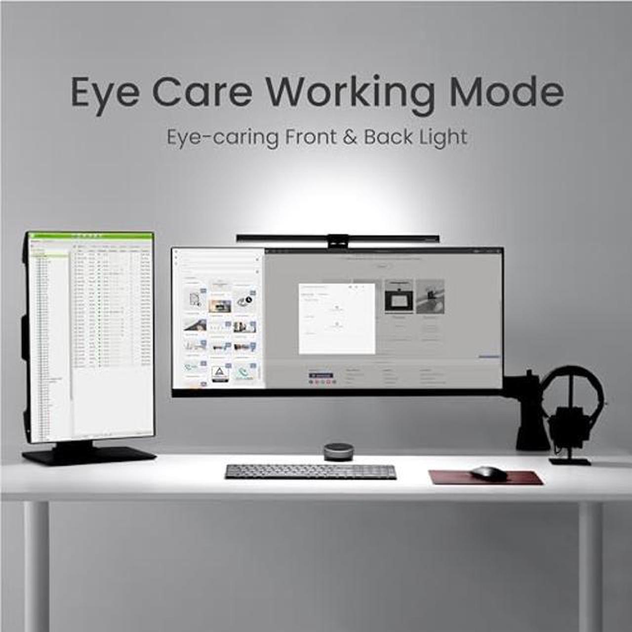 Alt view image 5 of 5 - BenQ ScreenBar Halo LED Monitor Light/Wireless Controller/Adjustable Brightness and Color Temperature/Eye-Care Monitor Light Bar/No Screen Glare/Space Saving/Curved Monitors/USB Powered