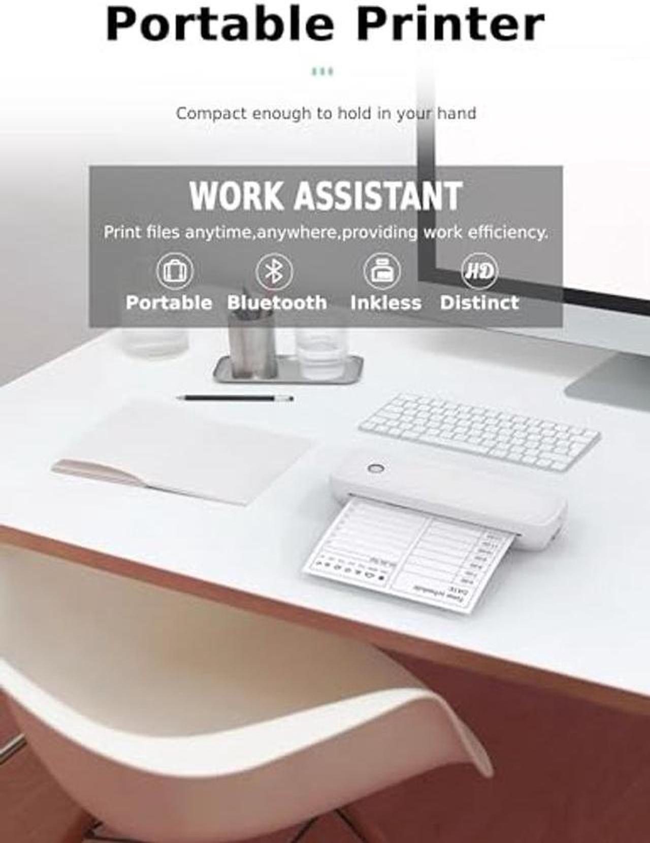 Alt view image 2 of 5 - A4 Mini Printer - Bluetooth 5.2 200dpi Inkless Portable Thermal Printer, USB Rechargeable Wireless Printing Machine with 7 Printing Size for Home Work Travel