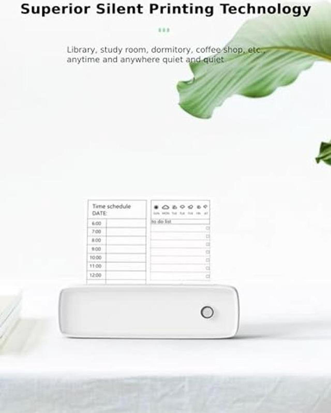 Alt view image 3 of 5 - A4 Mini Printer - Bluetooth 5.2 200dpi Inkless Portable Thermal Printer, USB Rechargeable Wireless Printing Machine with 7 Printing Size for Home Work Travel