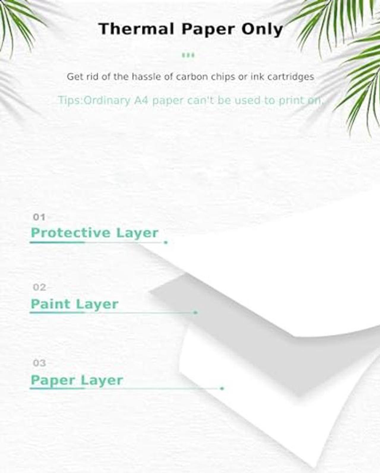 Alt view image 4 of 5 - A4 Mini Printer - Bluetooth 5.2 200dpi Inkless Portable Thermal Printer, USB Rechargeable Wireless Printing Machine with 7 Printing Size for Home Work Travel