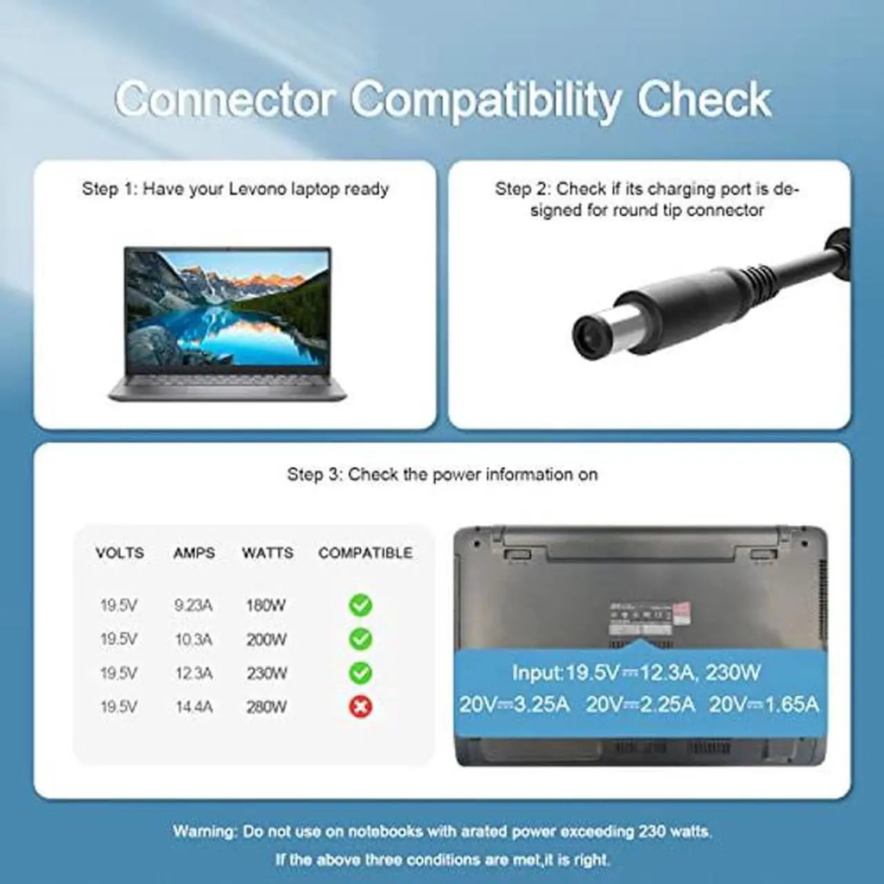 Alt view image 4 of 5 - 240W 180W AC Charger for Dell Precision 7780 7680 P115F002 P114F002 Laptop Power Adapter Supply Cord,(Safety Certified by UL)