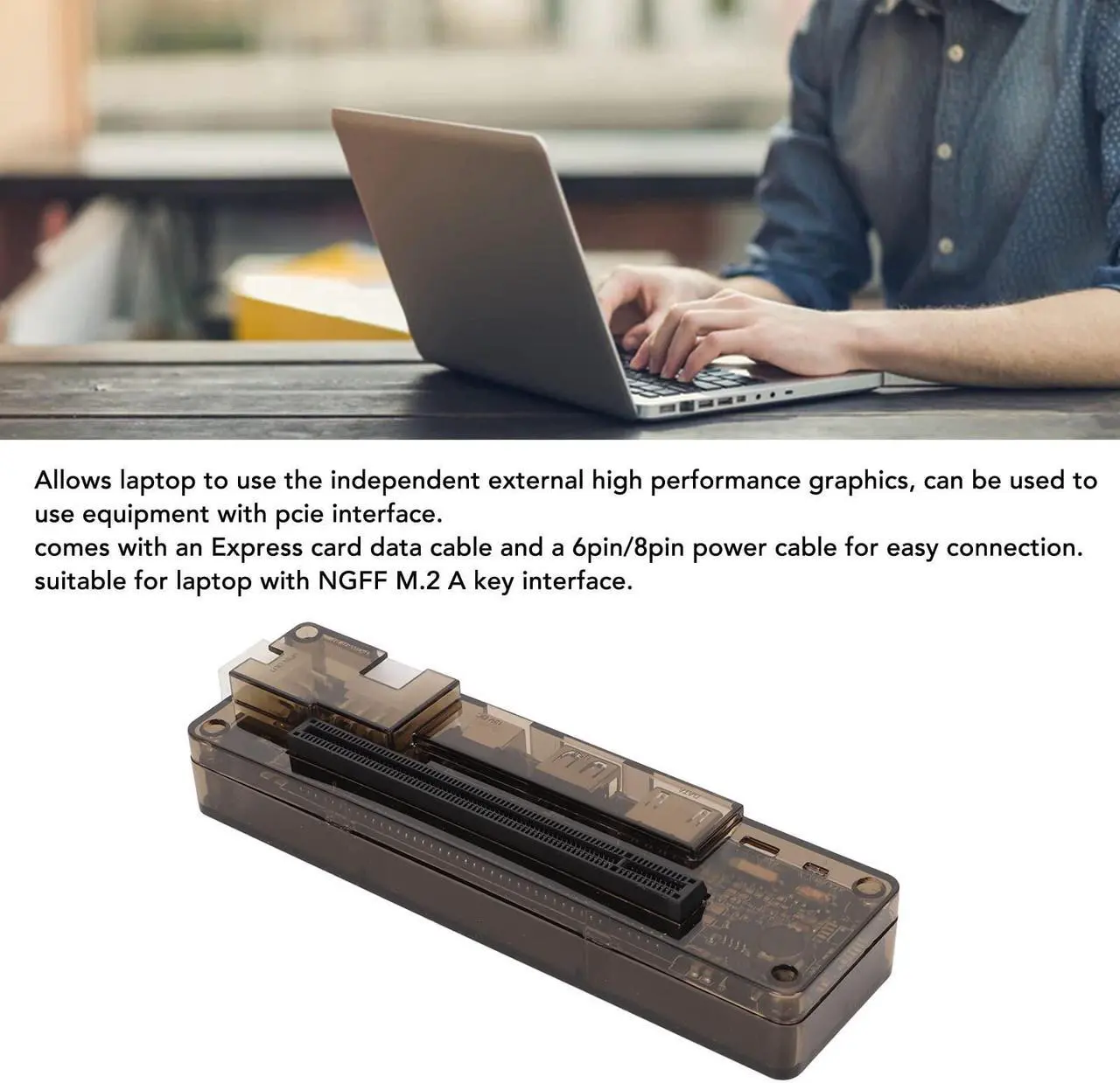 Alt view image 4 of 5 - Laptop External Independent Video Card Dock, EXP GDC Notebook Docking Station NGFF M.2 A Key, Laptop Video Card Dock for PCIE, Without Power Supply