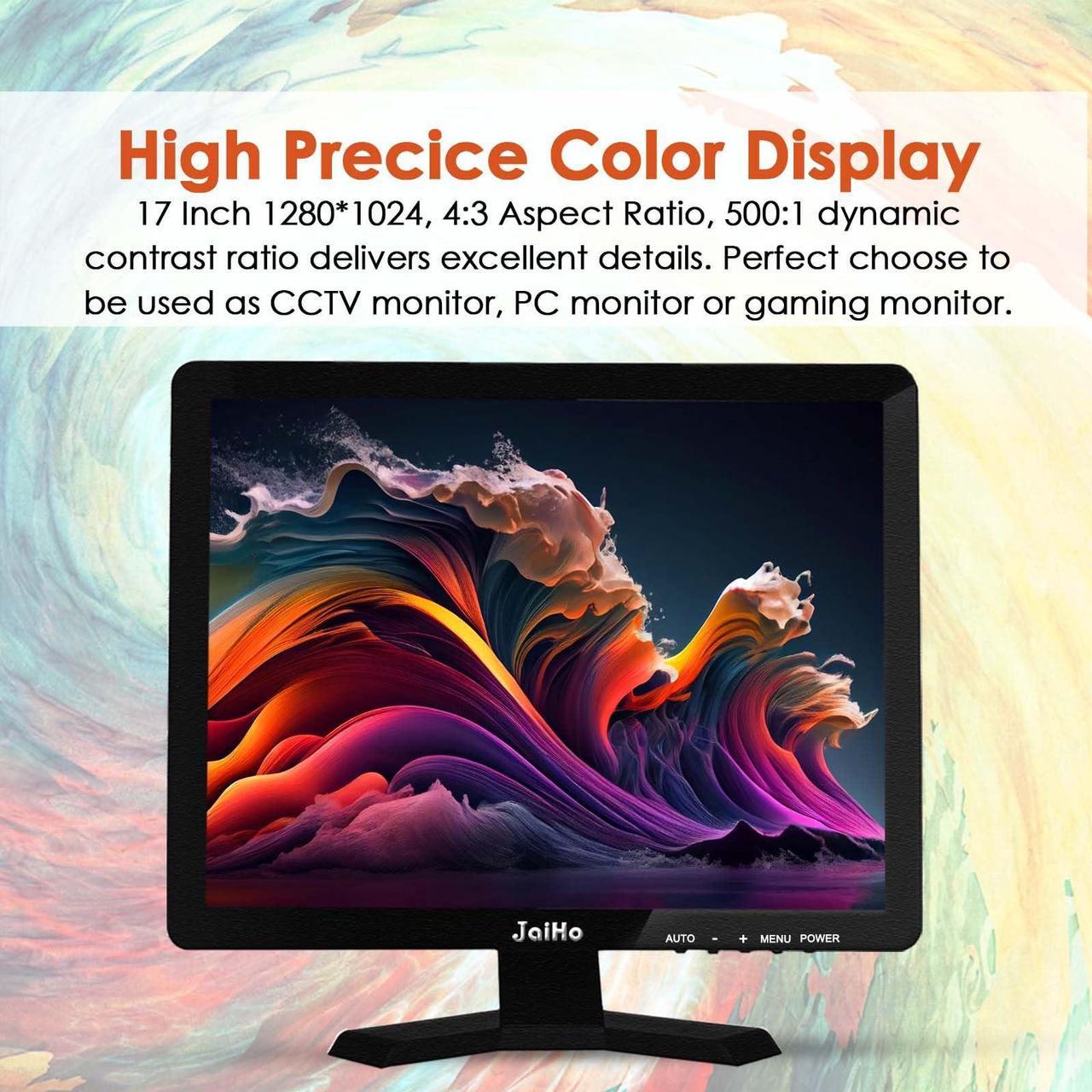 Alt view image 2 of 5 - JaiHo 17 Inch PC Monitor TFT LCD Monitor - 1280 x 1024 Resolution 4:3 HDMI Monitor Color Display Screen with HDMI/VGA/BNC/AV/USB Earphone Input, Built-in Dual Speakers, Black