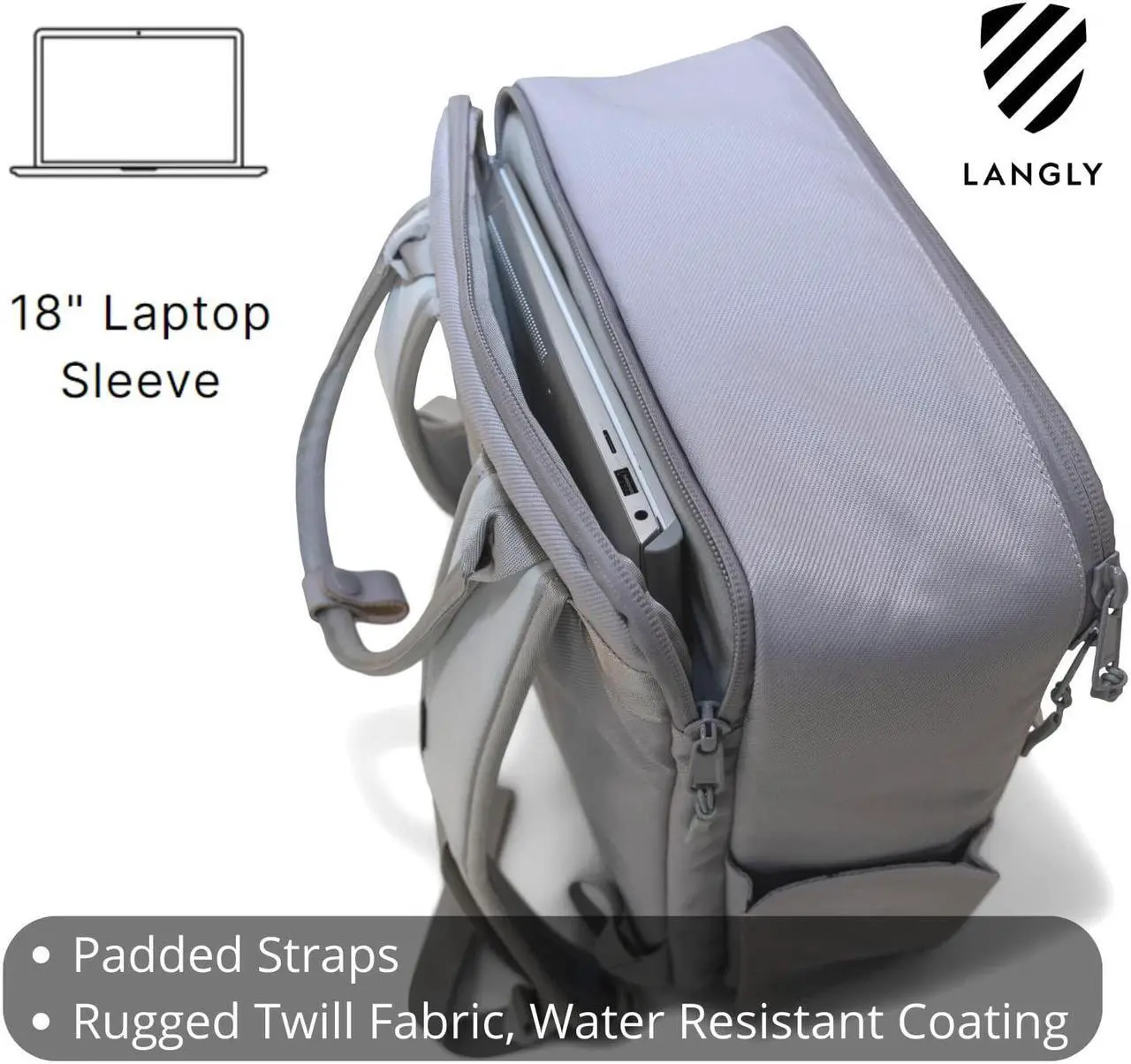 Alt view image 5 of 5 - Langly Sierra Camera Backpack: A Modern & Travel-friendly Photography Backpack Compatible With Both 18in Laptop & All Camera Gear 24L (Ash)