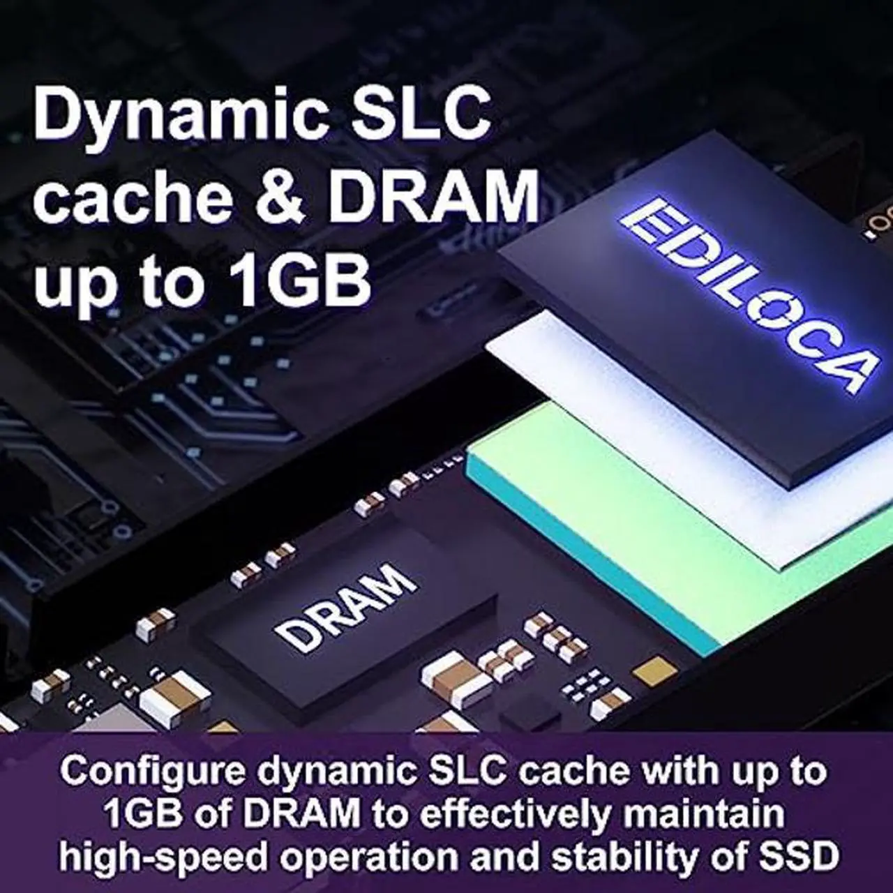 Alt view image 4 of 5 - Ediloca EN855 Internal Gaming SSD with Heatsink 1TB PCIe Gen4, Up to 7400MB/s, NVMe M.2 2280, 3D TLC NAND Flash, Solid State Drive, Configure DRAM Cache, Compatible with PS5 and PC