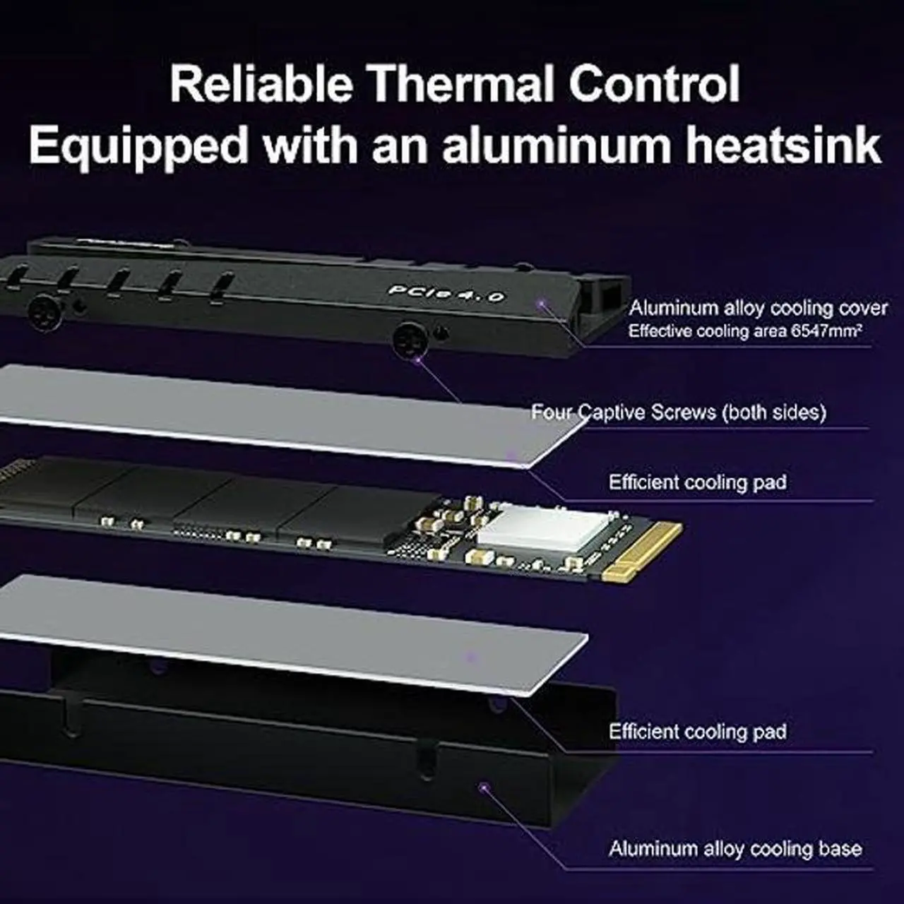 Alt view image 5 of 5 - Ediloca EN855 Internal Gaming SSD with Heatsink 1TB PCIe Gen4, Up to 7400MB/s, NVMe M.2 2280, 3D TLC NAND Flash, Solid State Drive, Configure DRAM Cache, Compatible with PS5 and PC