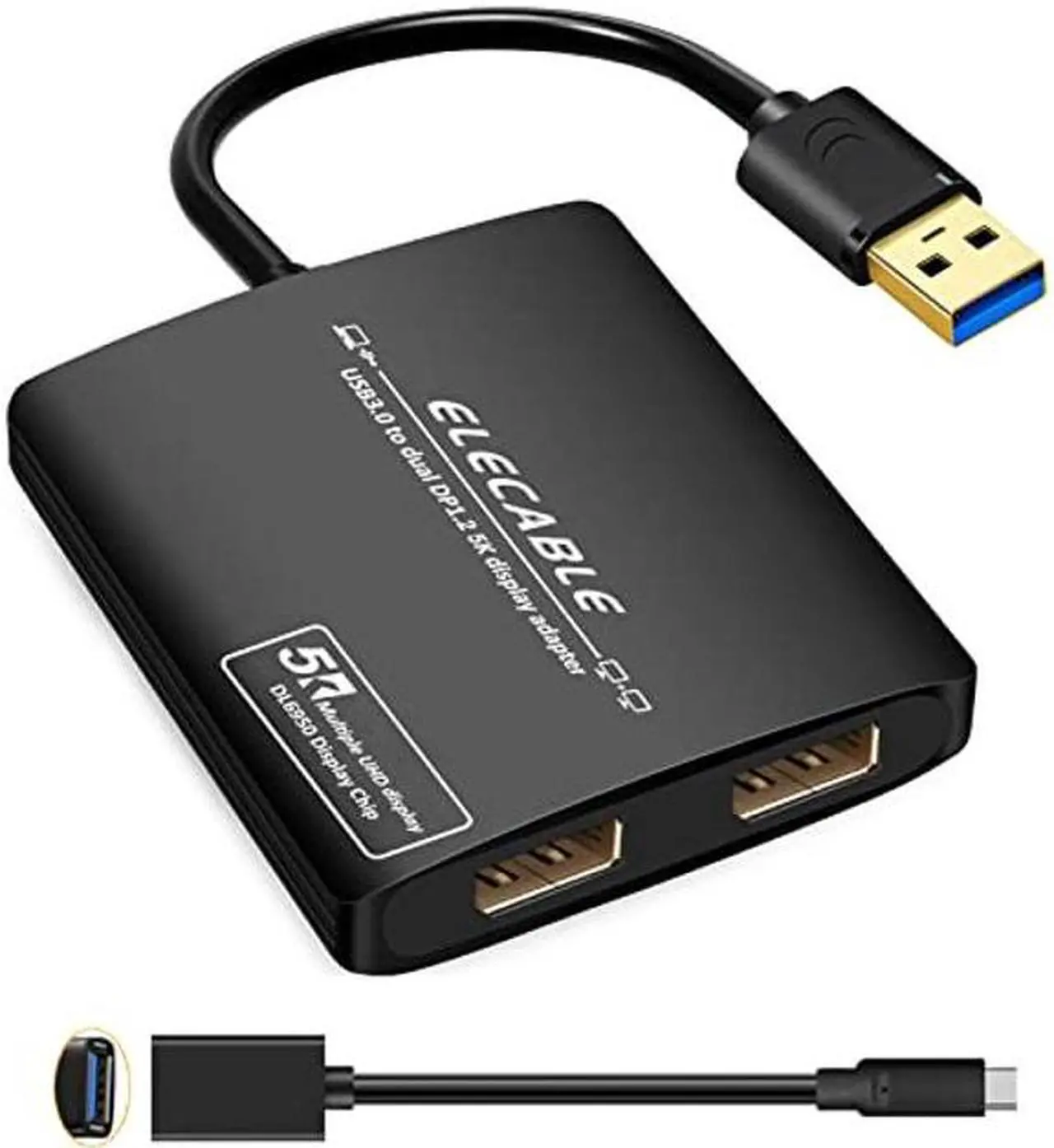 Main image of USB 3.0 to Dual DisplayPort Adapter - 5K+5K@60Hz Ultra HD - Built-in DisplayLink DL6950 Chip - Extend Screen to Multiple Monitor TV Compatible with Windows,Mac OS,Android,Chrome OS,Ubuntu (DP+DP)