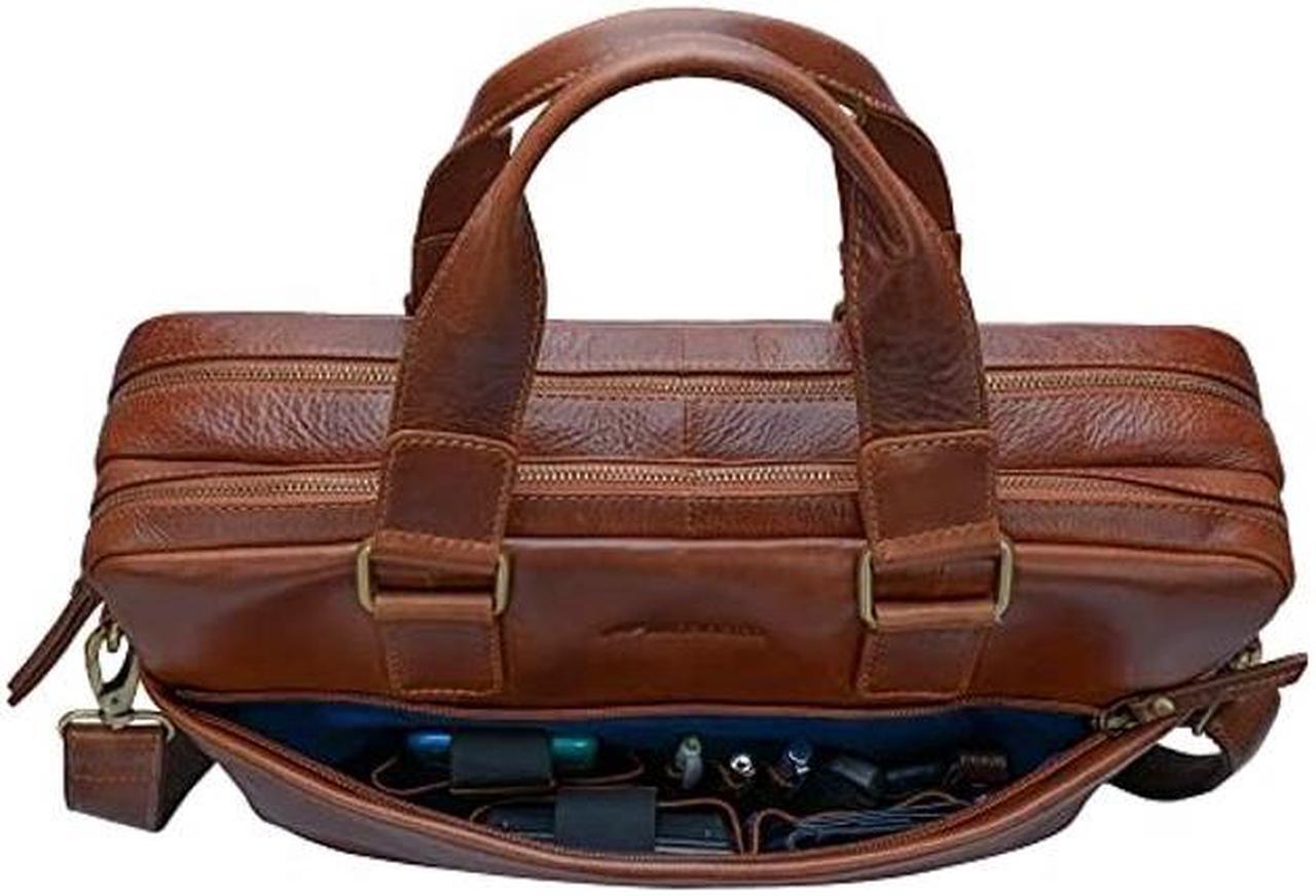 Alt view image 2 of 5 - MARC PETER Sydney Tan Genuine Leather Shoulder Bag for Men | 15.6 inch Laptop Bag for Men | Briefcase Bag for Men