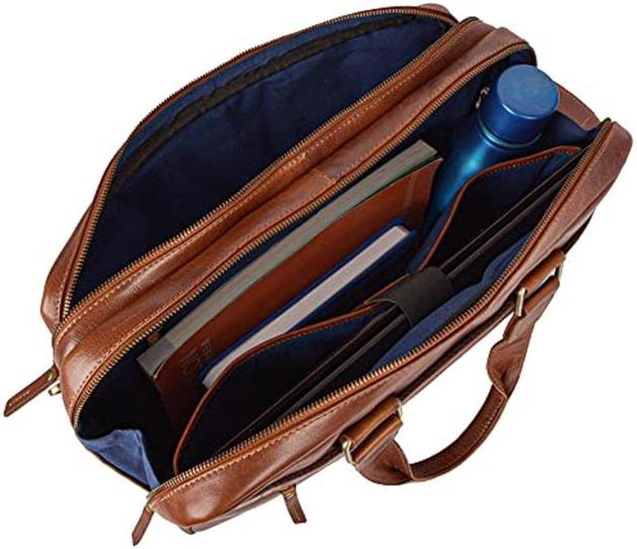 Alt view image 3 of 5 - MARC PETER Sydney Tan Genuine Leather Shoulder Bag for Men | 15.6 inch Laptop Bag for Men | Briefcase Bag for Men
