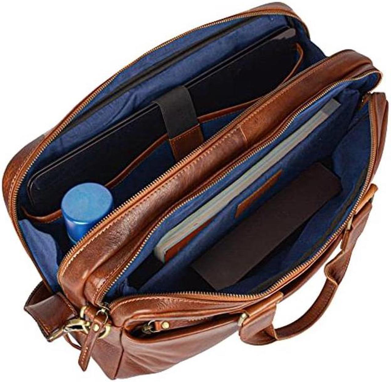 Alt view image 4 of 5 - MARC PETER Sydney Tan Genuine Leather Shoulder Bag for Men | 15.6 inch Laptop Bag for Men | Briefcase Bag for Men