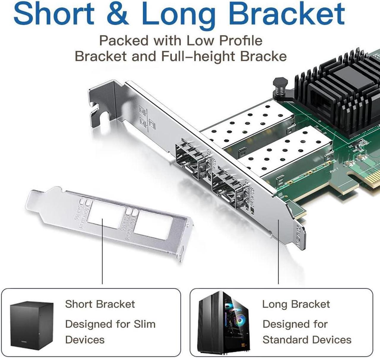 Alt view image 4 of 5 - 10Gb SFP+ PCI-E NIC with 2PCS 10G MultiMode SFP+ LC Modules with 3m OM3 LC to LC Fiber Patch Cable, Compare to Intel X520-DA2, Dual SFP+ Ports, PCIe X8, Support Windows Server/Linux/VMware