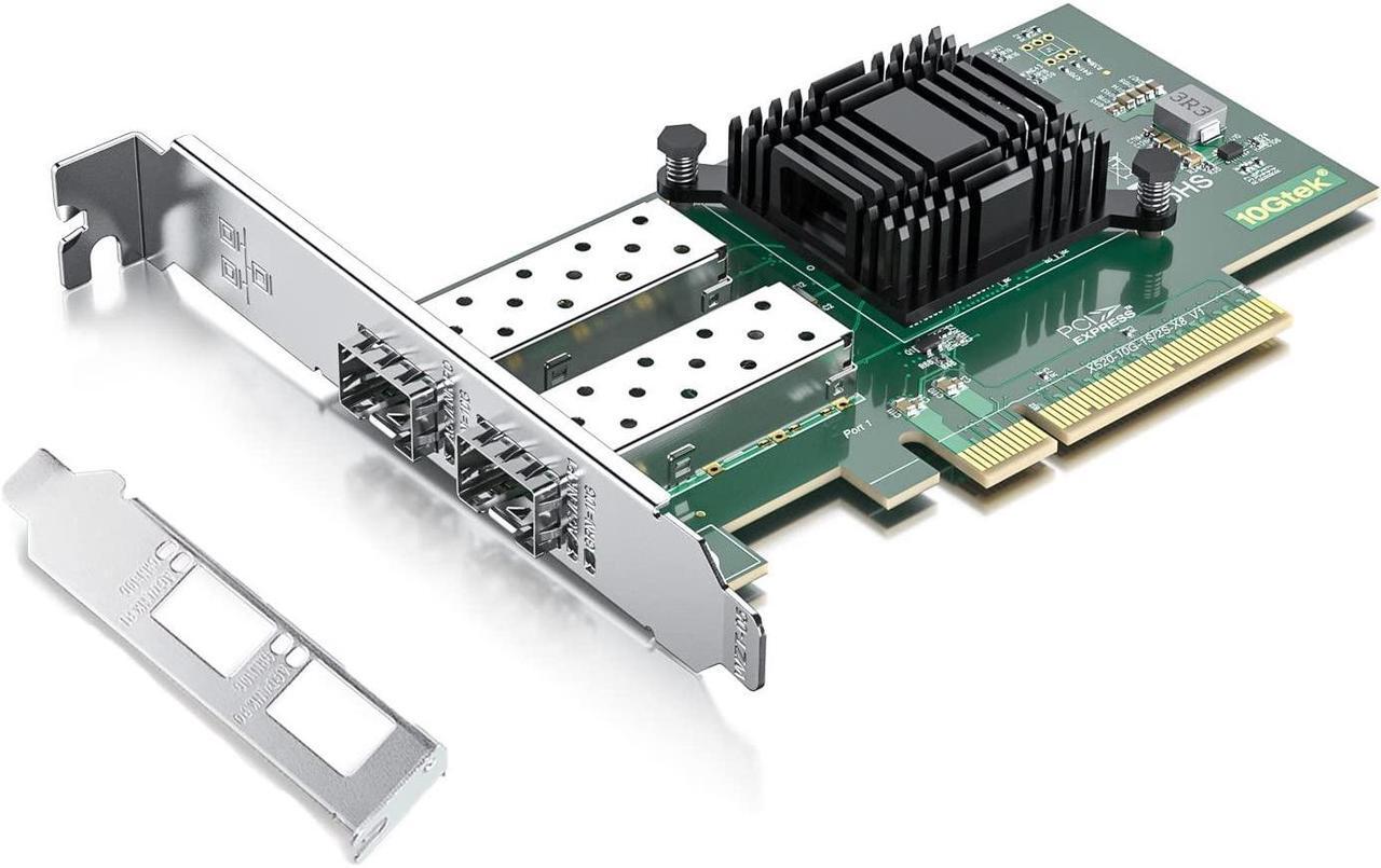 Alt view image 2 of 5 - 10Gb SFP+ PCI-E NIC with 2PCS 10G MultiMode SFP+ LC Modules with 3m OM3 LC to LC Fiber Patch Cable, Compare to Intel X520-DA2, Dual SFP+ Ports, PCIe X8, Support Windows Server/Linux/VMware