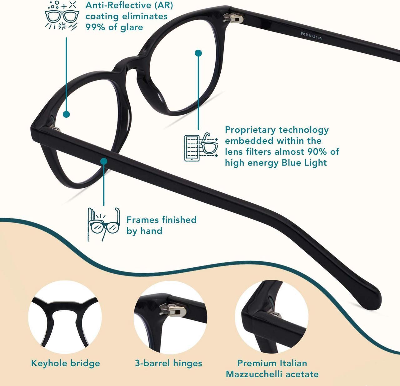 Alt view image 4 of 5 - Felix Gray Roebling Kids Blue Light Blocking Glasses - Large (Ages 9-13), Black