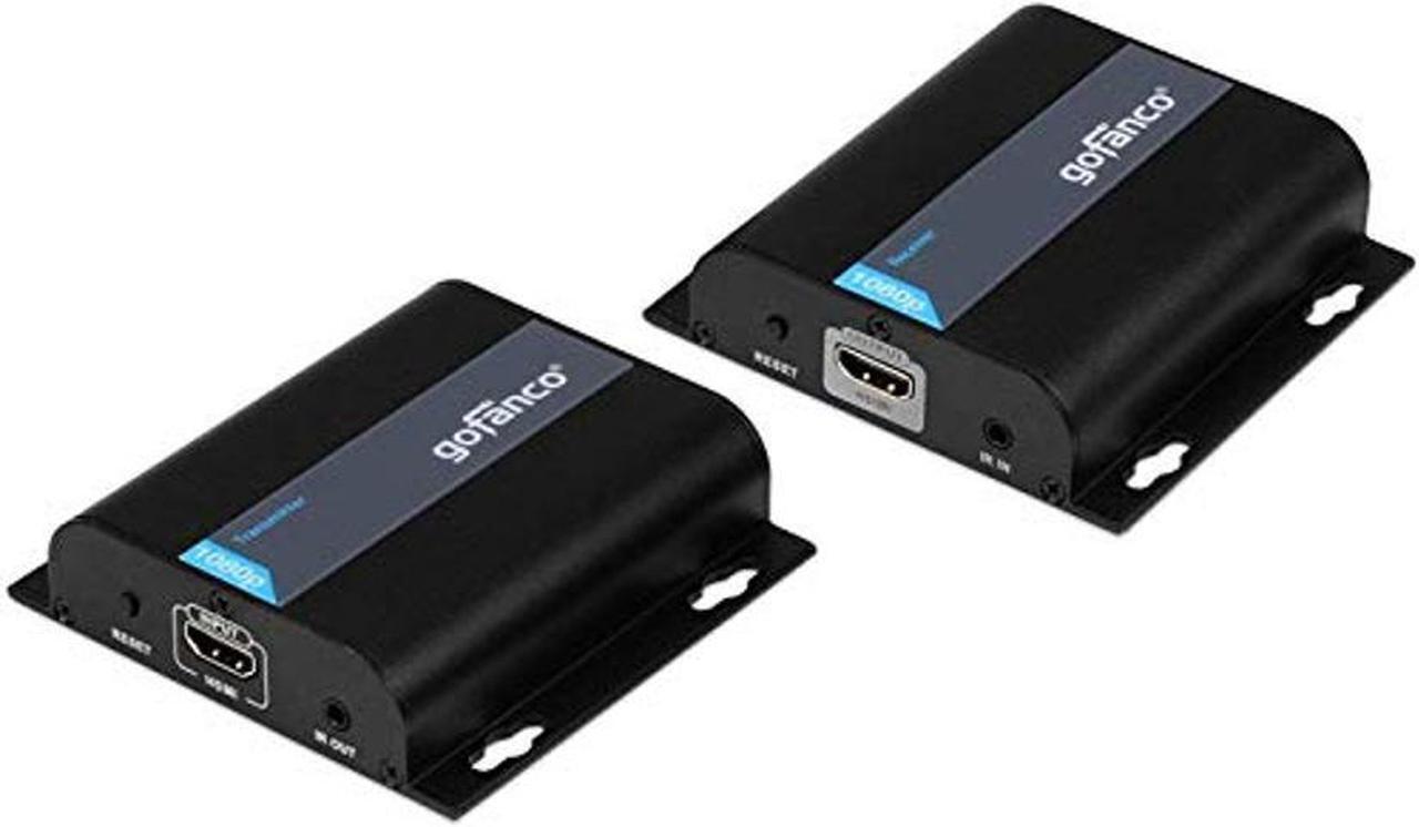 Main image of gofanco HDMI Extender Over IP Ethernet Balun - 1080p, Up to 394ft (120m), Direct 1 to 1 Extender Over CAT5e/6/7 or 1 to Many Over Gigabit Switch, Network LAN, IR Extension, HDMI Over IP (HDbitTv2)
