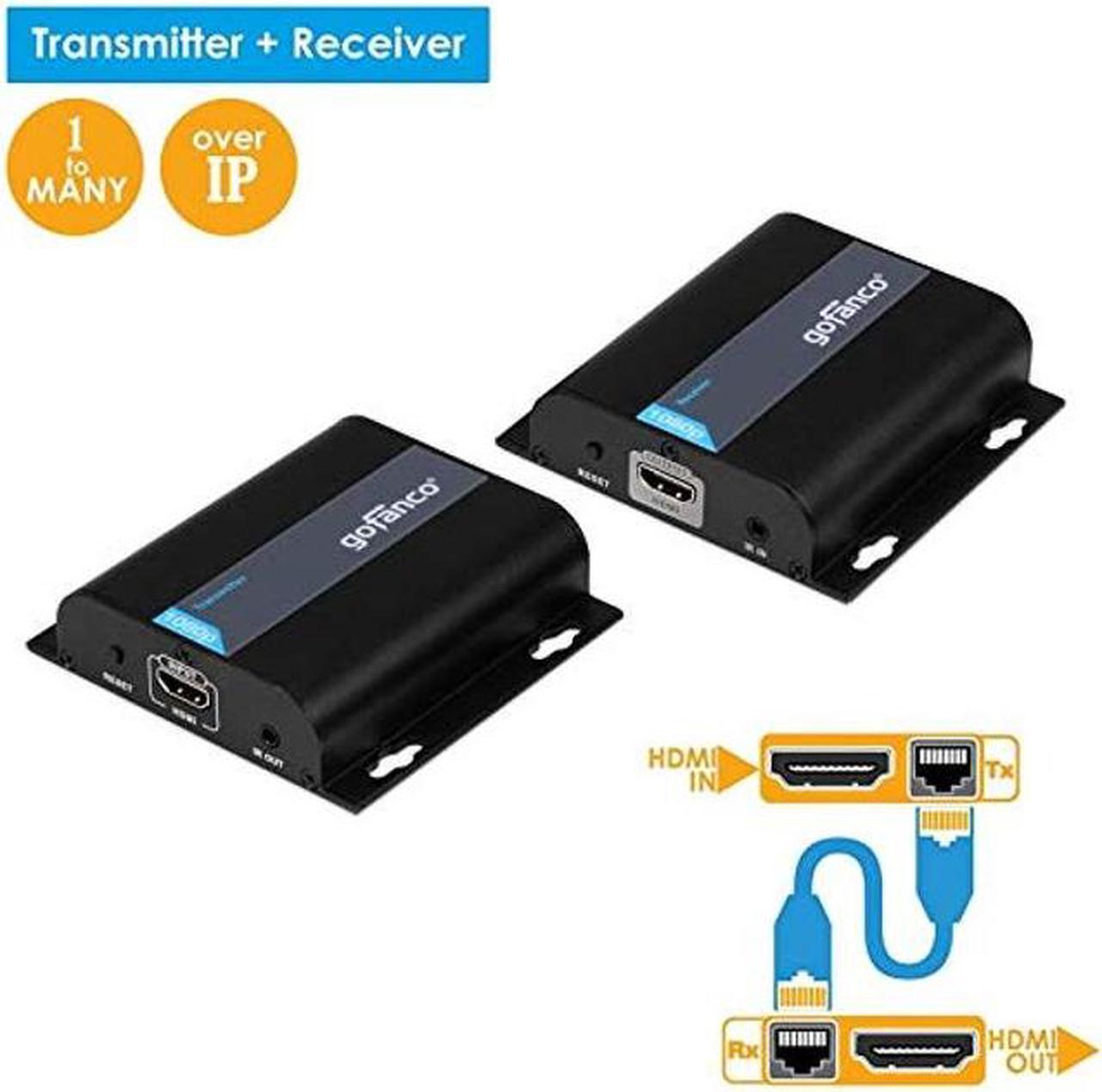 Alt view image 2 of 5 - gofanco HDMI Extender Over IP Ethernet Balun - 1080p, Up to 394ft (120m), Direct 1 to 1 Extender Over CAT5e/6/7 or 1 to Many Over Gigabit Switch, Network LAN, IR Extension, HDMI Over IP (HDbitTv2)
