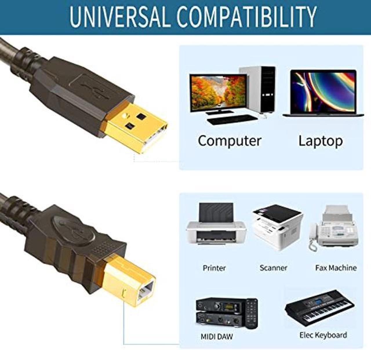 Alt view image 3 of 5 - GOSYSONG Printer Cable 150ft, USB 2.0 USB A to B Printer Cord, Scanner Cord, High Speed Active USB Printer Cable,Printer USB Cable Compatible with Printer, Scanner, Fax Machine