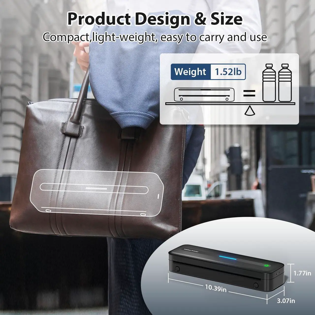 Alt view image 4 of 5 - Ponek Travel Printer, Portable Printers Wireless for Travel, M832 Bluetooth Printer for iPhone & Laptop, Support 8.5"x11" US Letter/A4/4/3/2" Paper, Portable Wireless Printer for Office, Car, Home